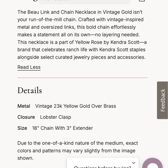 Kendra Scott Yellow Rose Beau Link Chain - Picture 3 of 3